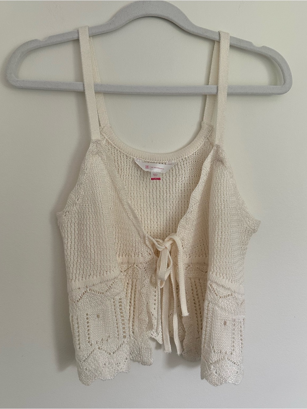 No Boundaries Cream Crochet Tie-Front Camisole